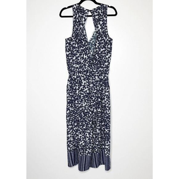 Thakoon Leaf Print Jumpsuit Back Keyhole Wide Leg Womens Black Cream Size 8 - Picture 2 of 5